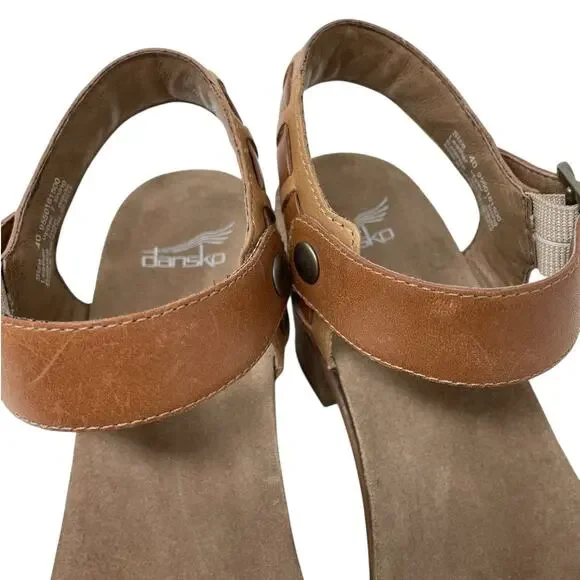 Dansko Debby Sandals Leather Woven Raffia Brown Size 40 Boho Chic Mediterranean - Picture 12 of 15